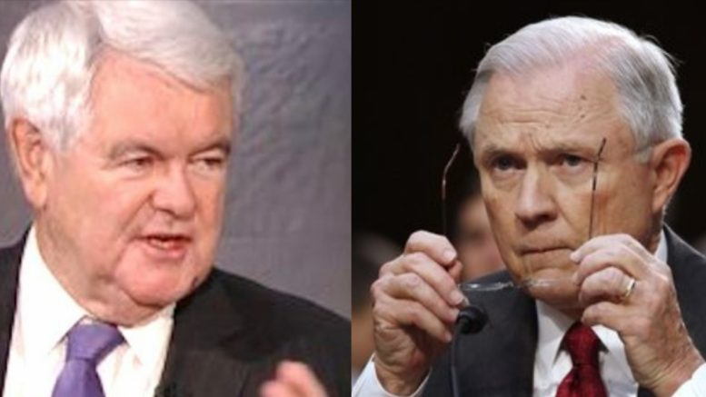 Newt Gingrich and Jeff Sessions via Screen Grab and Washington Times