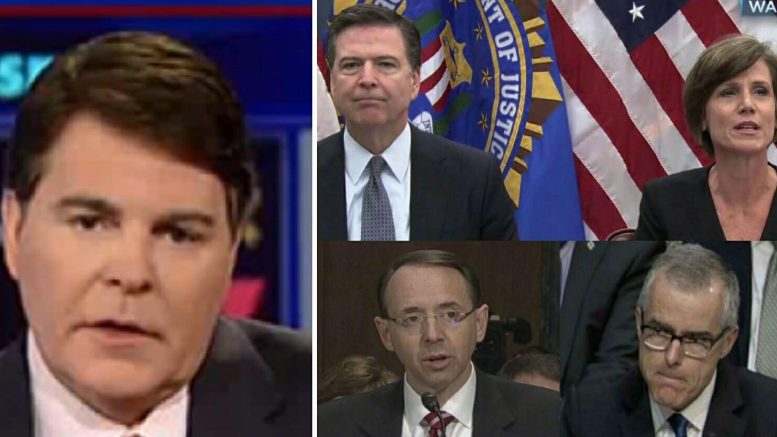 Gregg Jarrett, Attorney for Fox News reveals the USC law that Comey, McCabe, Rosenstein and Yates broke. And how much time they would get if found guilty. Photo credit to screen captures by Dagger News.