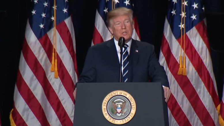 President Donald J Trump honors The United States at the second National Prayer Breakfast under his Administration. Photo Credit to screen capture by Dagger News.