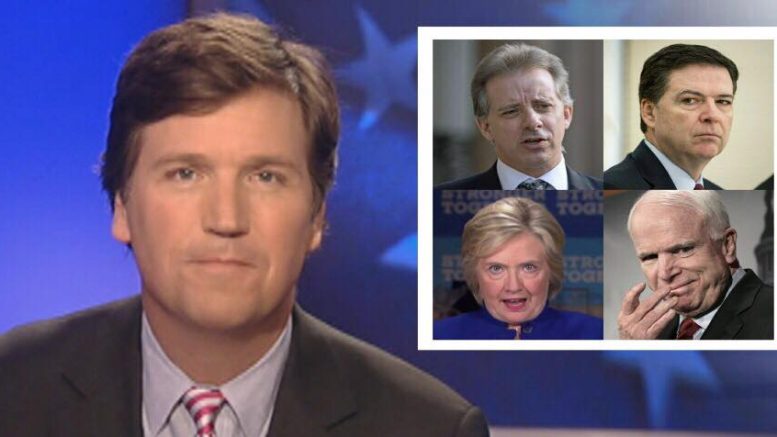 Tucker Carlson on the lack of legitimacy of the Trump dossier. Photo credit to Fox news screen capture by US4Trump.