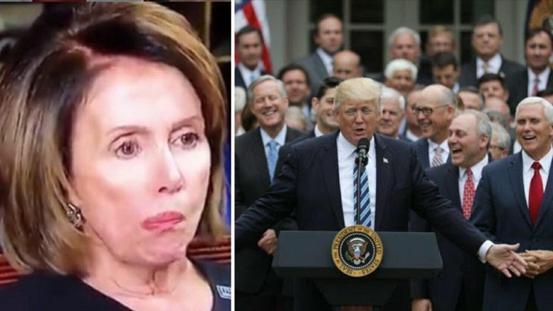 Nancy Pelosi is trolled by Republican lawmakers. Photo credit to Twitter, Rueters, USA For Trump.