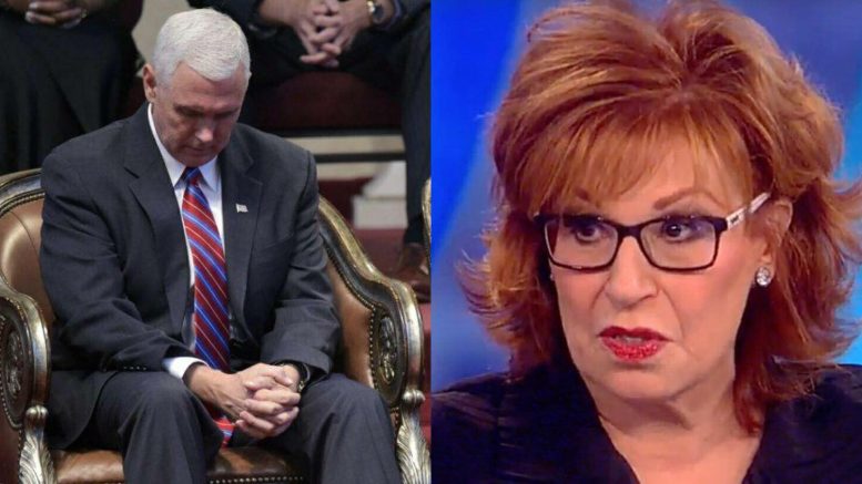 Joy Behar attacks Vice President Pence and the Christians of America. Photo Credit to IJR and The View.