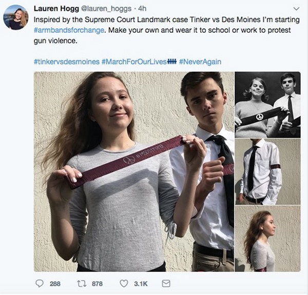 Photo credit to Louder with Crowder. Deleted Lauren Hogg public profile tweet. 