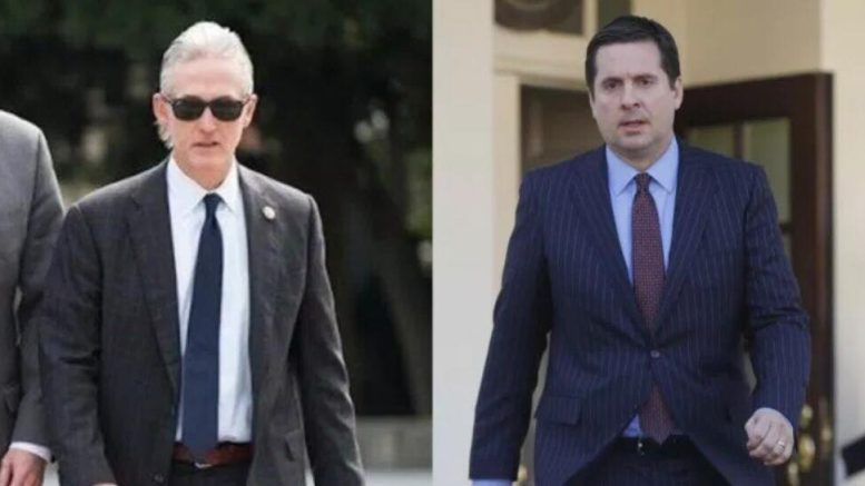 The dynamic duo, Nunes and Gowdy walk away with the win after meeting with Rosenstein. Photo credit to US4Trump screen captures.