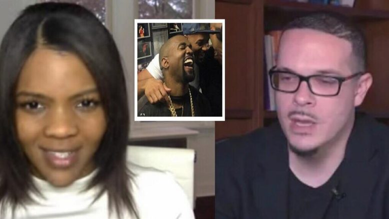 Kanye West breaks the internet when he tweets support of conservative Candace Owen and Shaun King gets in on it for the attention. Photo credit compilation to US4Trump with YouTube screen captures.