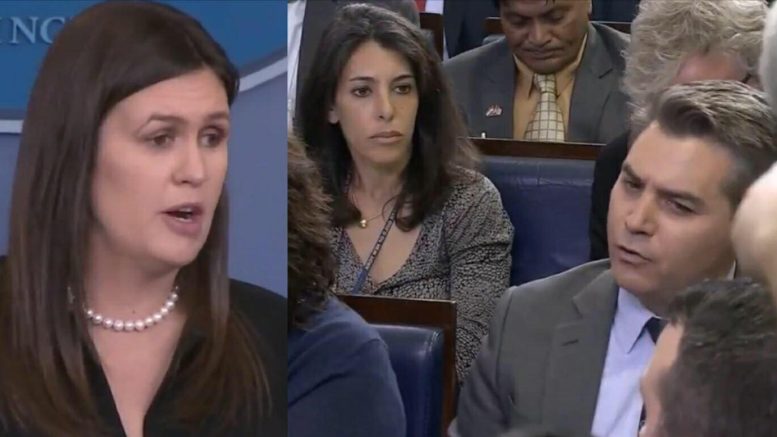Sarah Sanders holds daily White House Press Conference. 4/25/2018 Photo credit to US4Trump with White House screen shots.