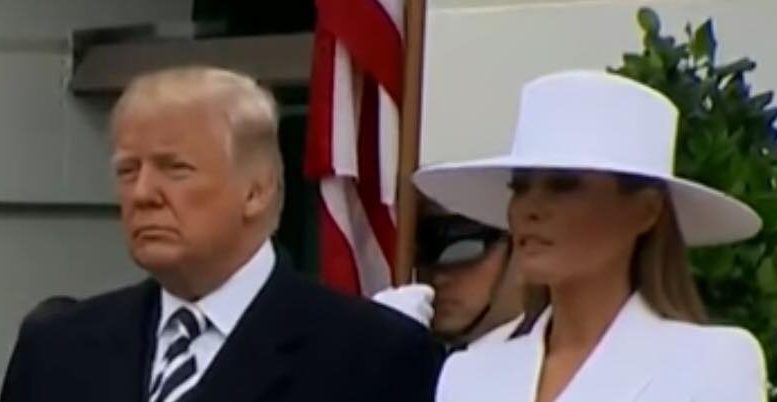 FLOTUS and POTUS welcome President and First Lady of France in White House ceremony. Photo credit to US4Trump screen capture.