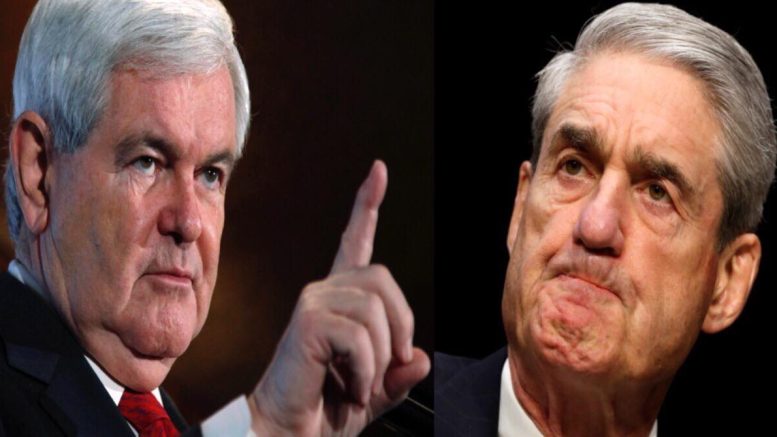 Newt Gingrich on Outnumberd Overtime with Harris Faulkner. Says Pres Trump should not meet with Mueller. Image source Left- usnnetwork, Right- Quartz. US4Trump compilation.