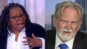 Whoopi challenges POTUS to waterboard. Image credit to US4Trump compilation from The View Screen Shot and Fox Screen Shot.