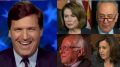 Tucker fries the Dem party on mid-term platform for supporting MS-13. Image credits to US4Trump compilation. Fox/CSPAN/BBC Screen Shots.