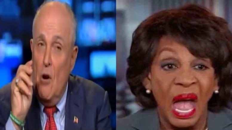 Rudy calls out Maxine's narrative on impeachment! Image Souce: US4Trump Compilation with video screen shot & YouTube.