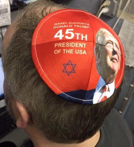 MAGA Yamaka(Yarlmulkah/kippah) hats are being sold and sported by many Trump supporters! Photo credit to Amazon. 