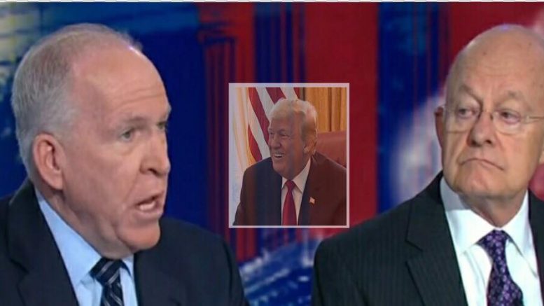 POTUS calls out disgraced former CIA Director, John Brennan on Twitter with Dan Bongino quote from Fox and Friends. Image credit to US4Trump with CNN Screen Shot/ White House Screen Shot.