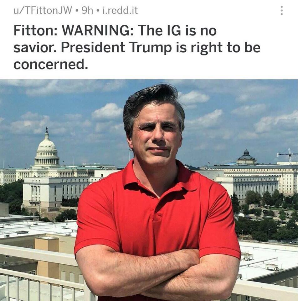 Judicial Watch President, Tom Fitton makes statement about IG on Reddit. Image credit to his public profile