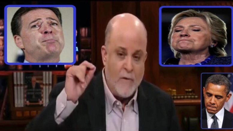 Mark Levin on Hannity responding to the Inspector General report. Image credit to US4Trump screen capture enhancements.