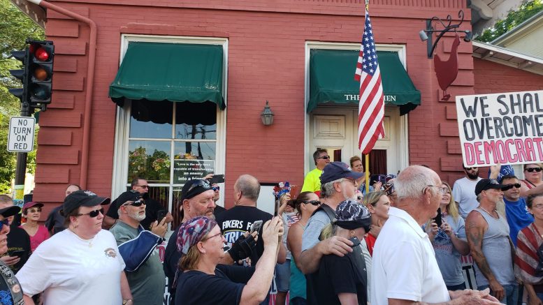 Bikers For Trump, Virginia Chapter ride to The Red Hen in support of Sarah Huckabee Sanders. Image credit to Mackall W.Acheson III and US4Trump enhancement.