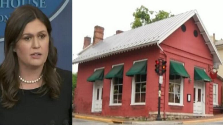 The Red Hen's review plummets. Photo credit to US4Trump compilation with (Left) White House Screen Capture (Right) WSLS Screen Capture.