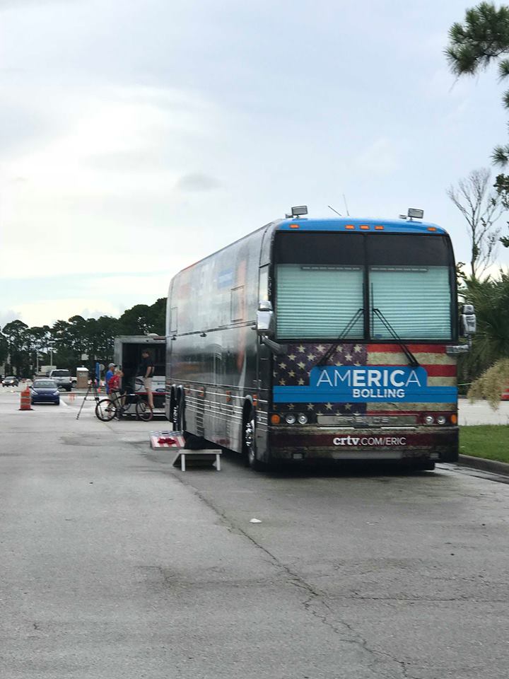 Eric Bolling and CRTV on the road for the CRTV AmERICa Bolling Bus Tour. Photo credit to US4Trump.
