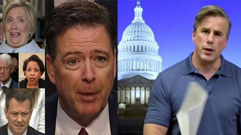 Comey endorses Democrats for 2018 midterms. Hours later tarmac meeting emails discovered by Judicial Watch. Photo credit to US4Trump with screen grab compilation.