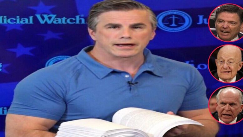 FOIA lawsuit documents from the FISA warrants come through Judicial Watch. Photo credit to US4Trump screen capture enhancement.