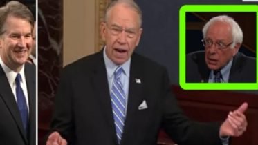 Bernie Sanders jumps on the bash Kavanaugh game. Grassley sets him straight. Photo credit to US4Trump compilation with screen grabs.