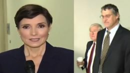 Catherine Herridge questions Glenn Simpson on his way to testify to Congress. Photo credit to Swamp Drain with video screen shots.