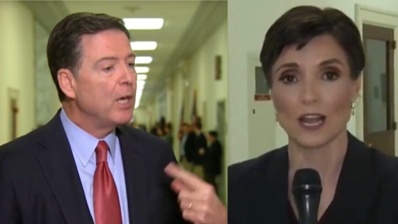 Catherine Herridge stops Comey after his second Congressional testimony. Photo credit to Swamp Drain compilation with screen shots.