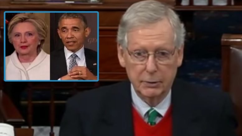 McConnell calls out Schumer, Obama and Clinton when they voted for physical barriers at the border in 2006. Photo credit to Swamp Drain compilation with screen grab.