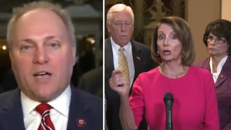 Steve Scalise weighs in on Democrat obstruction of the Wall. Photo credit to Swamp Drain compilation with screen shots.
