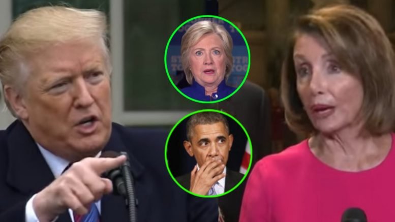 President Trump quotes Hillary and Obama on their previous support of a Wall. Photo credit to Swamp Drain compilation with Screen Shots, Progreso Semanal.
